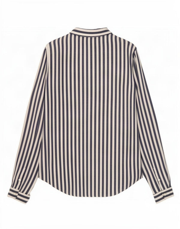 Zara Γυναικείο πουκάμισο UK 6 XS Navy Blue ριγέ βισκόζη