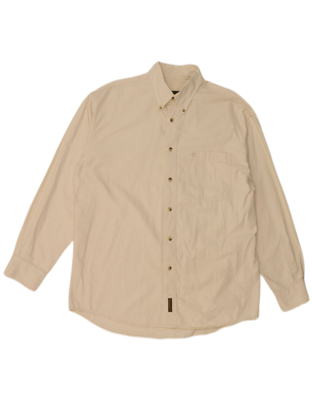 TIMBERLAND Mens Shirt Medium Off White Cotton