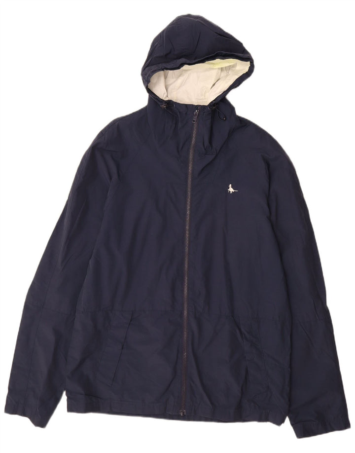 Jack Wills Ανδρικό μπουφάν βροχής με κουκούλα UK 40 Large Navy Blue Cotton