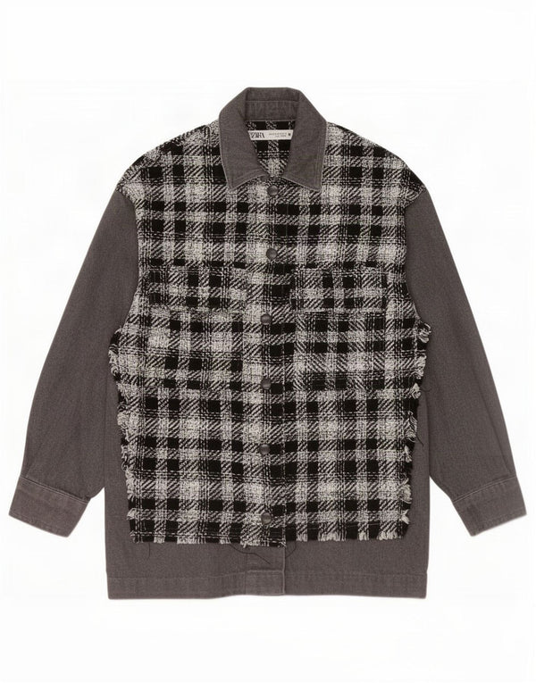 Zara Γυναικείο πουκάμισο UK 6 XS Black Check Cotton