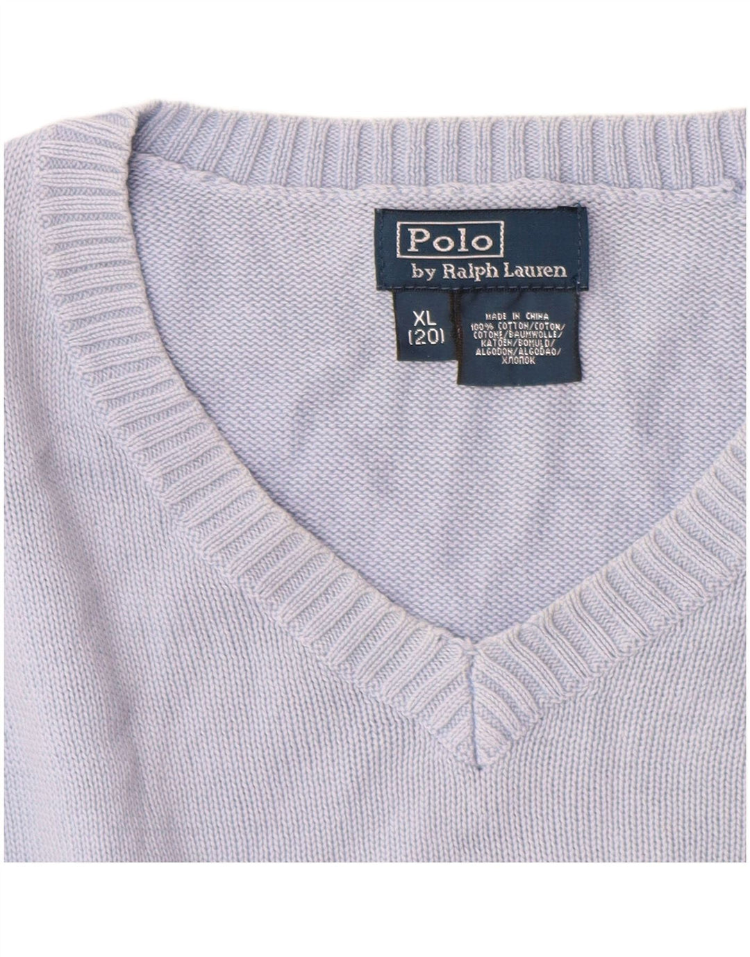 Πουλόβερ POLO RALPH LAUREN για αγόρια με V λαιμόκοψη 13-14 ετών XL Μπλε βαμβακερό