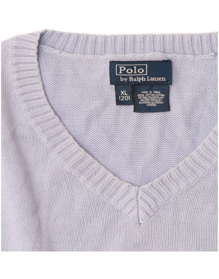 Πουλόβερ POLO RALPH LAUREN για αγόρια με V λαιμόκοψη 13-14 ετών XL Μπλε βαμβακερό
