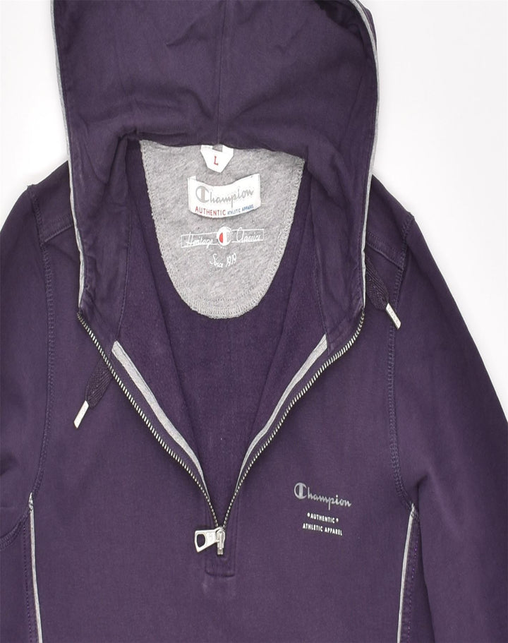CHAMPION Womens Hoodie Jumper UK 16 Large Purple Cotton | Vintage | Thrift | Second-Hand | Used Clothing | Messina Hembry 