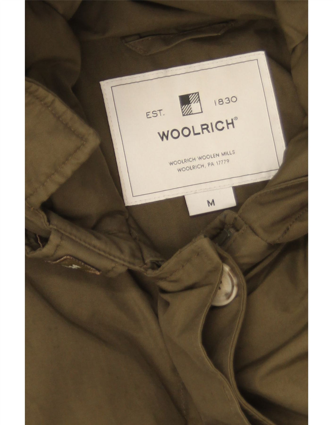 Woolrich Γυναικείο μπουφάν Parka με κουκούλα UK 14 Medium Khaki Cotton