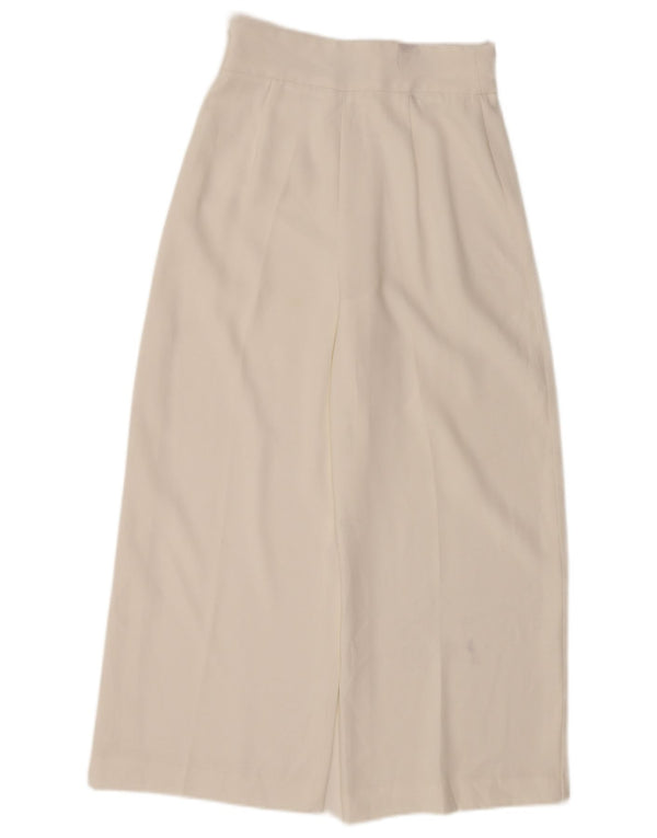 Zara Γυναικείο Crop Wide Leg Casual Παντελόνι XS W24 L24 Λευκό