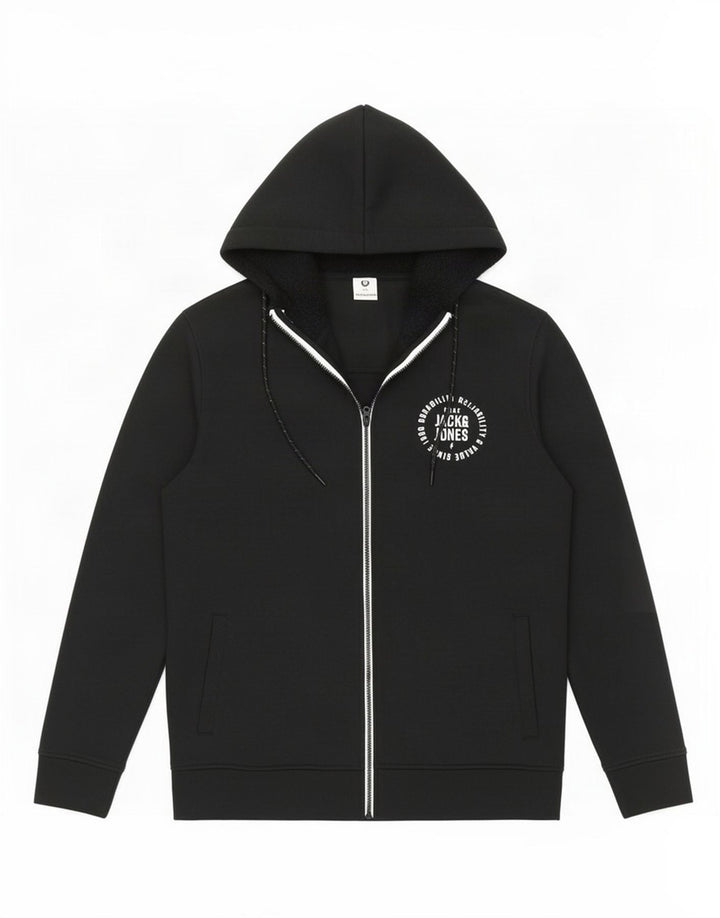 Ανδρικό πουλόβερ με κουκούλα με φερμουάρ Jack & Jones XL Μαύρο πολυεστέρα