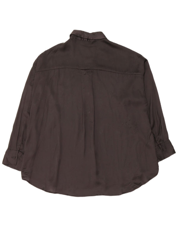 Zara Γυναικείο πουκάμισο Oversized Μπλούζα UK 10 Small Black Polyester