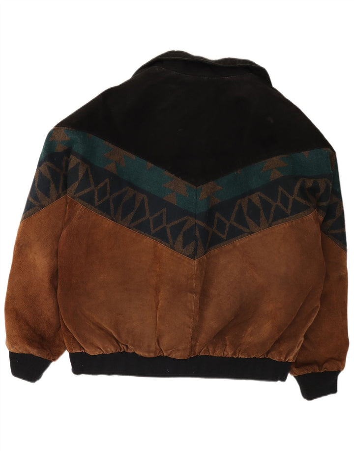 Ανδρικό Suede Jacket VINTAGE UK 42 XL Brown Colourblock Δερμάτινο