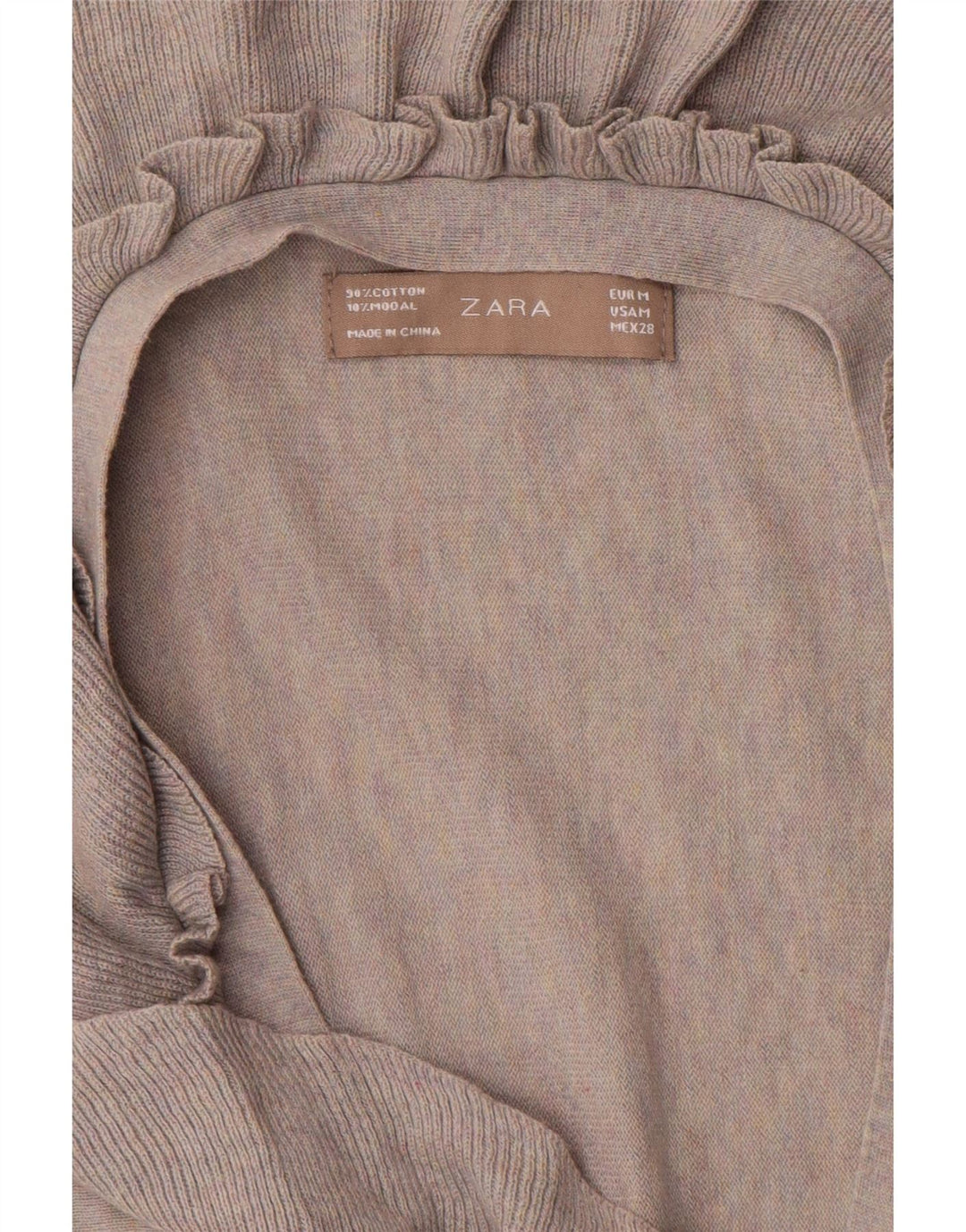 Zara Γυναικεία Ζακέτα με μεγάλο βολάν μπροστά UK 14 Μεσαίο γκρι
