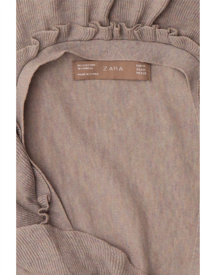 Zara Γυναικεία Ζακέτα με μεγάλο βολάν μπροστά UK 14 Μεσαίο γκρι