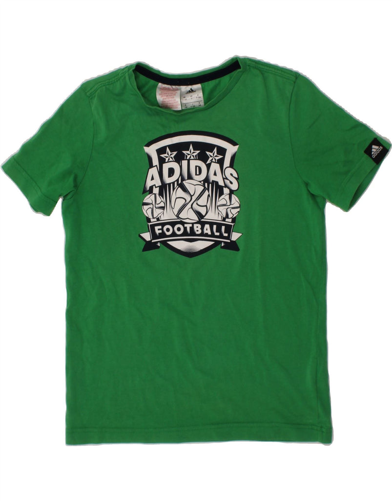 ADIDAS Boys Football Graphic T-Shirt Top 9-10 Years Green Cotton Vintage Adidas and Second-Hand Adidas from Messina Hembry 