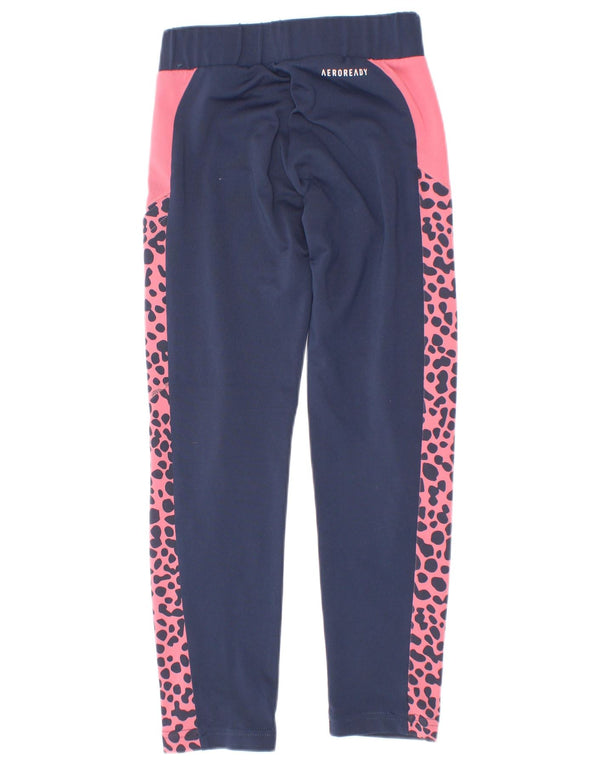 Adidas Girls Aeroready κολάν 5-6 ετών Navy Blue Animal Print Polyester