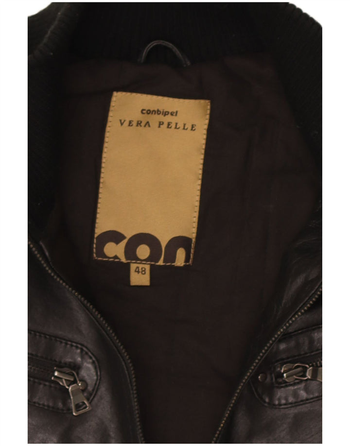 Conbipel Γυναικείο Crop Δερμάτινο Μπουφάν IT 48 XL Μαύρο