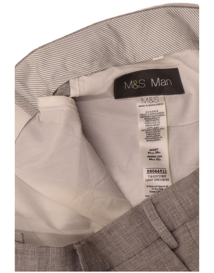 Ανδρικό ίσιο παντελόνι Marks & Spencer W36 L33 Grey Polyester