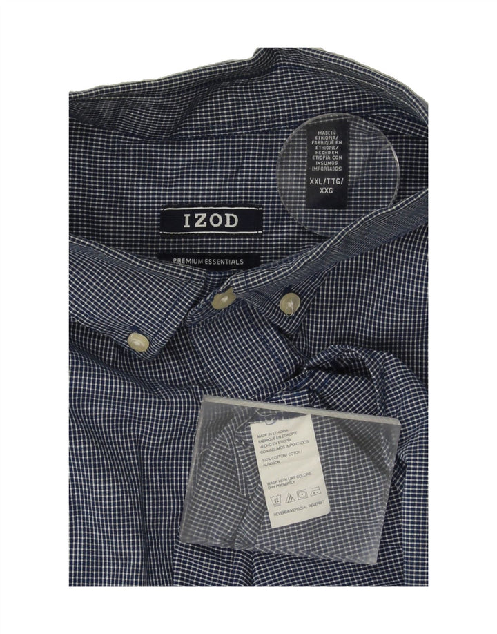 IZOD Mens Big & Tall Shirt 2XL Navy Blue Check Cotton Vintage Izod and Second-Hand Izod from Messina Hembry 
