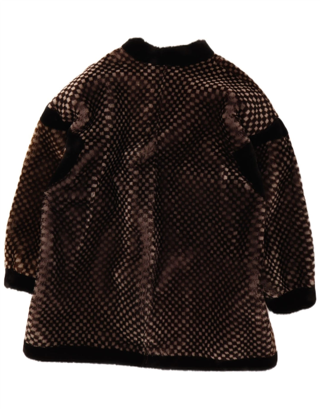 Γυναικείο παλτό VINTAGE από ψεύτικη γούνα EU 40 Μεσαίο Καφέ Γεωμετρικό