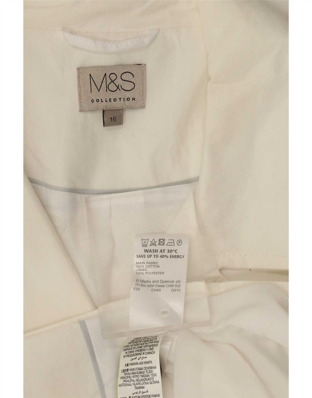 Marks & Spencer Γυναικεία κοντή καμπαρντίνα UK 16 Large White Cotton