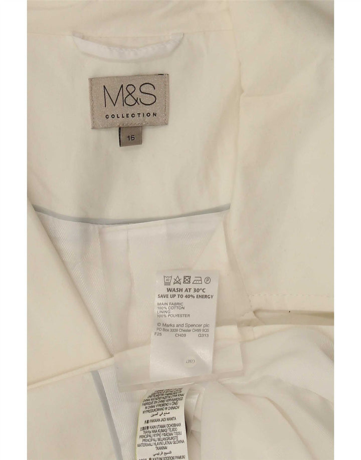 Marks & Spencer Γυναικεία κοντή καμπαρντίνα UK 16 Large White Cotton