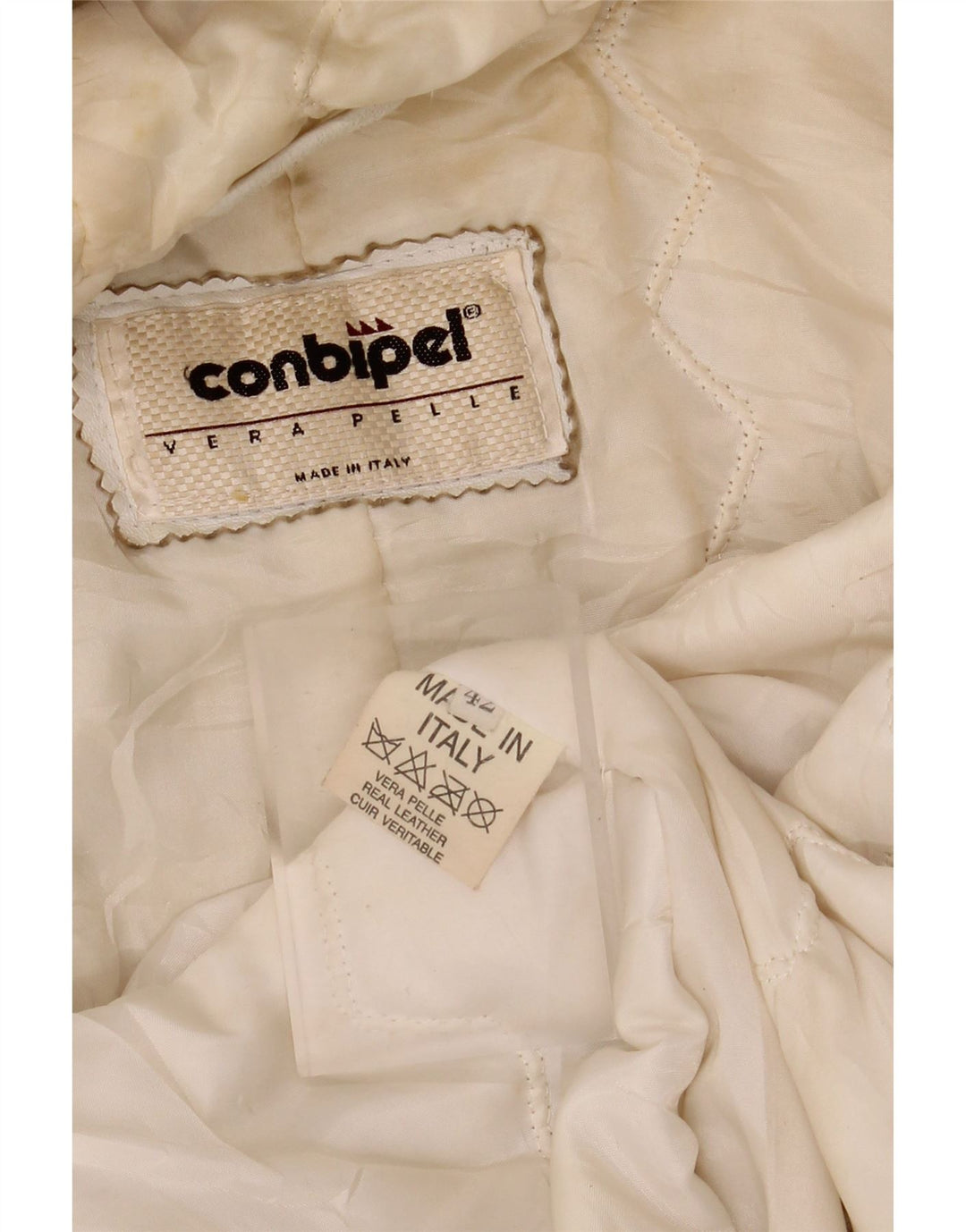 Γυναικείο δερμάτινο μπουφάν CONBIPEL με κουκούλα IT 42 Μεσαίο λευκό δέρμα