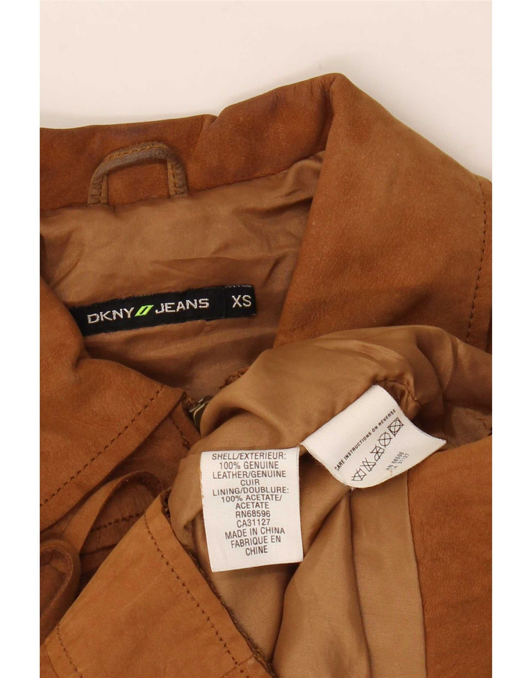 Dkny Γυναικείο Σουέντ Μπουφάν UK 6 XS Μπεζ Δερμάτινο