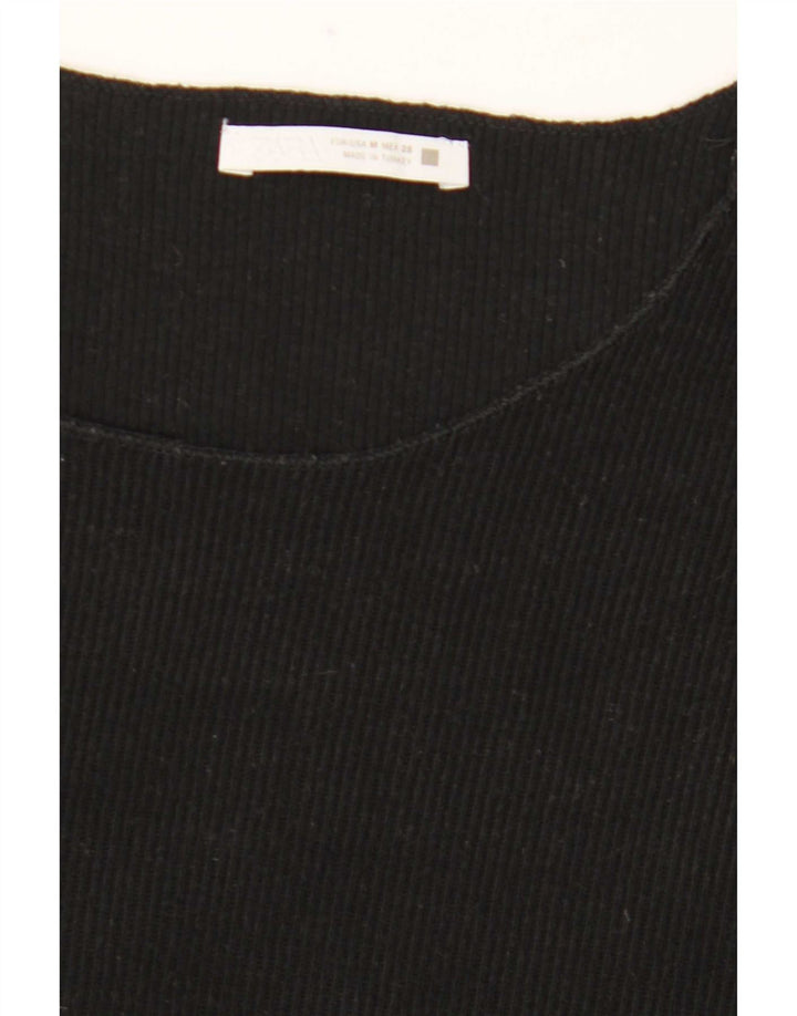 Zara Γυναικείο T-Shirt Top UK 14 Medium Black