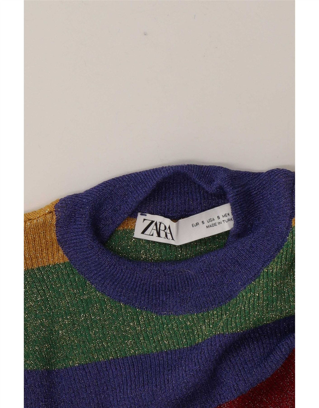 Zara Γυναικεία Μπλούζα Τοπ UK 10 Μικρές Πολύχρωμες Ριγέ