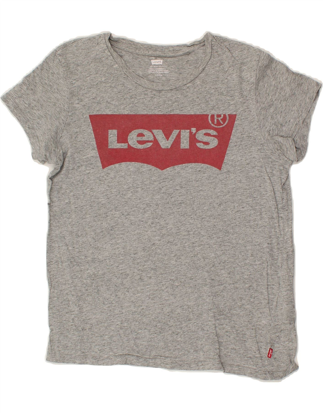 LEVI'S Womens Graphic T-Shirt Top UK 10 Small Grey Flecked Vintage Levi's and Second-Hand Levi's from Messina Hembry 