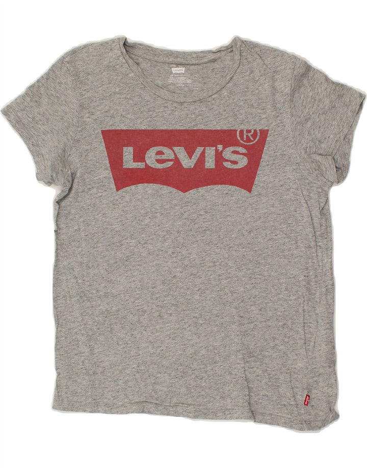 LEVI'S Womens Graphic T-Shirt Top UK 10 Small Grey Flecked Vintage Levi's and Second-Hand Levi's from Messina Hembry 