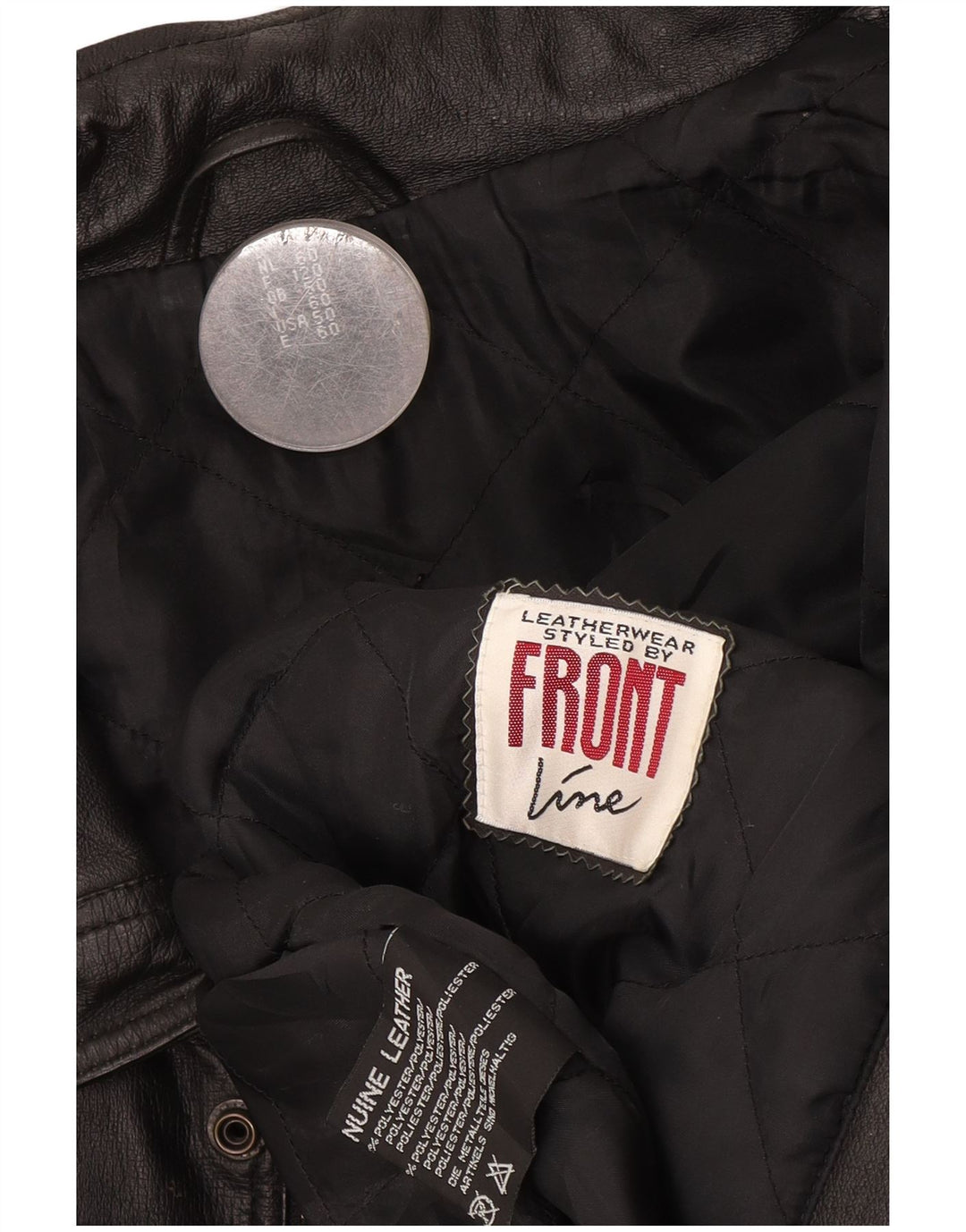 Ανδρικό Δερμάτινο Μπουφάν Front Line UK 50 2XL Μαύρο Δερμάτινο