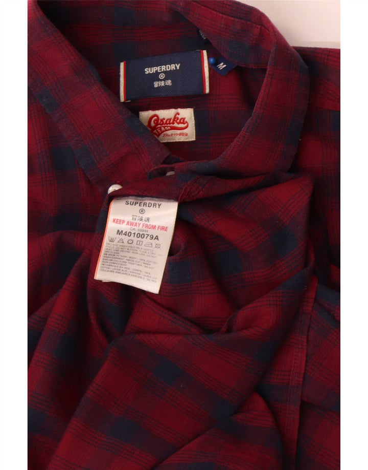 Ανδρικό φανελένιο πουκάμισο Superdry, μεσαίο μπορντό βαμβακερό