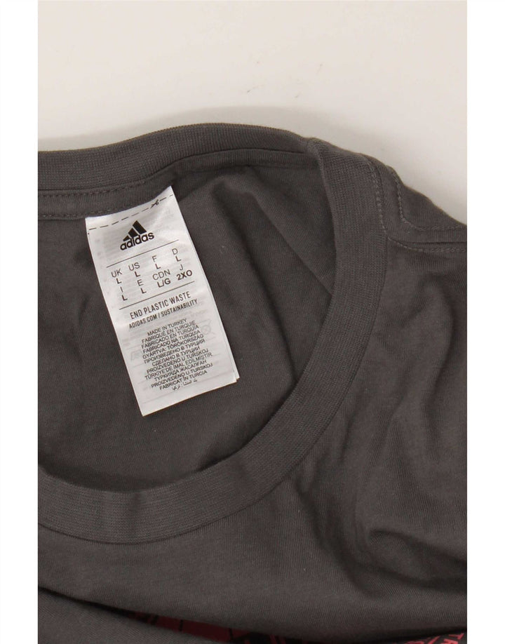 Ανδρικό γραφικό T-Shirt Adidas Top μεγάλο γκρι βαμβακερό