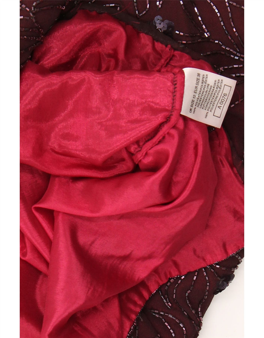 VINTAGE Γυναικείο Αμάνικο Φόρεμα UK 12 Medium Burgundy Floral