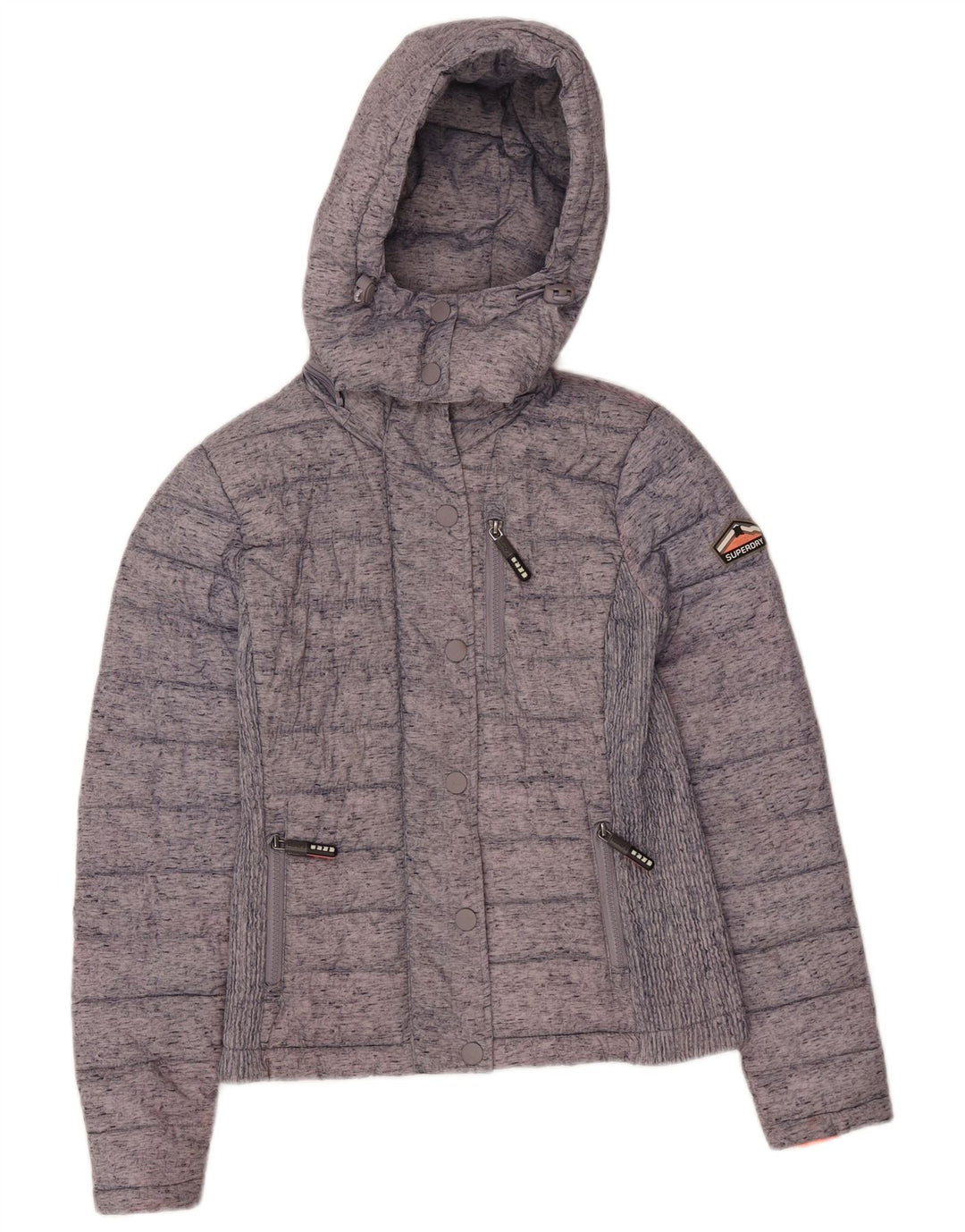 Superdry γυναικείο μπουφάν με κουκούλα με επένδυση UK 8 XS γκρι πολυεστέρας