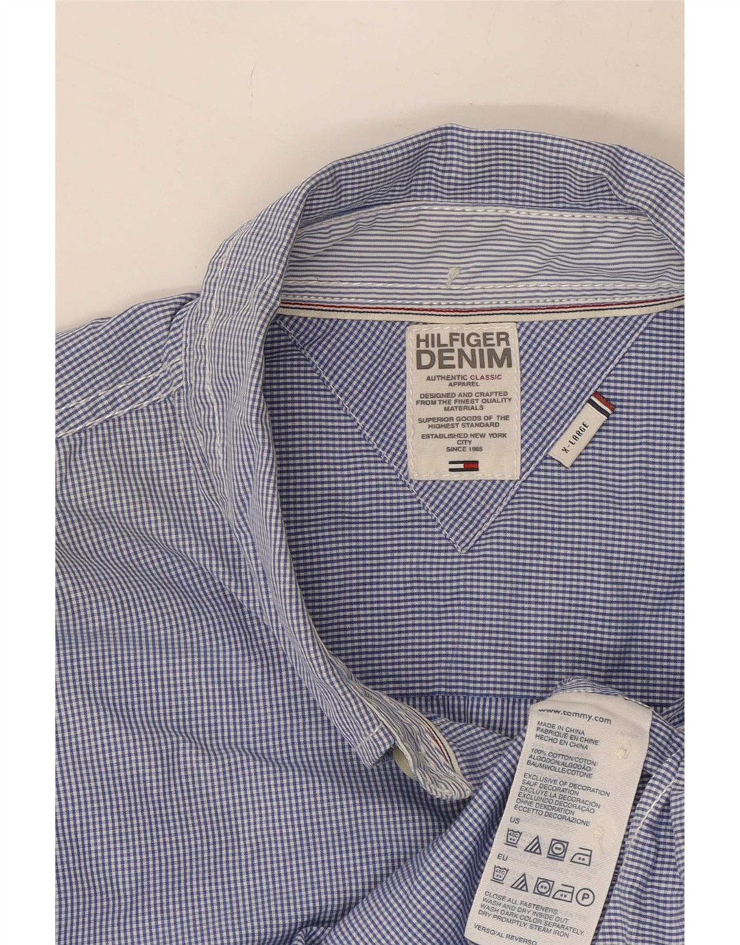 Ανδρικό πουκάμισο Tommy Hilfiger XL Blue Gingham Cotton