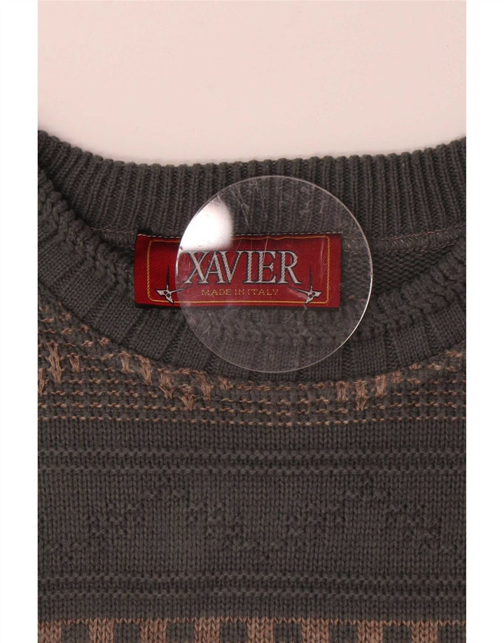 Ανδρικό πουλόβερ Xavier Boat Neck Jumper Medium Grey Geometric Wool