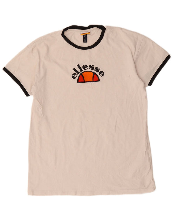Ellesse Γυναικείο γραφικό T-Shirt Top UK 8 Small White Βαμβακερό