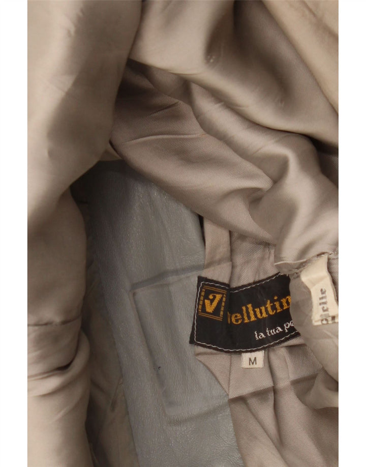 Vintage Γυναικείο Δερμάτινο Μπουφάν UK 14 Medium Grey Leather
