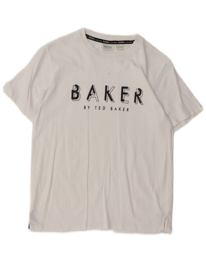 TED BAKER Γραφικό μπλουζάκι για αγόρια 10-11 ετών λευκό βαμβακερό