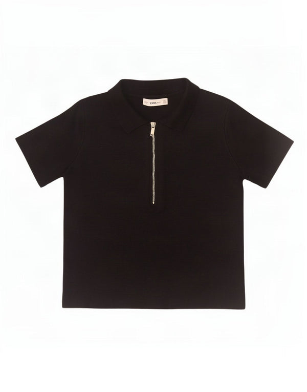 Zara Γυναικείο Πόλο Μπλουζάκι UK 10 Small Black