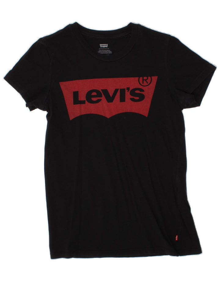 LEVI'S Womens Graphic T-Shirt Top UK 2 2XS Black Vintage Levi's and Second-Hand Levi's from Messina Hembry 