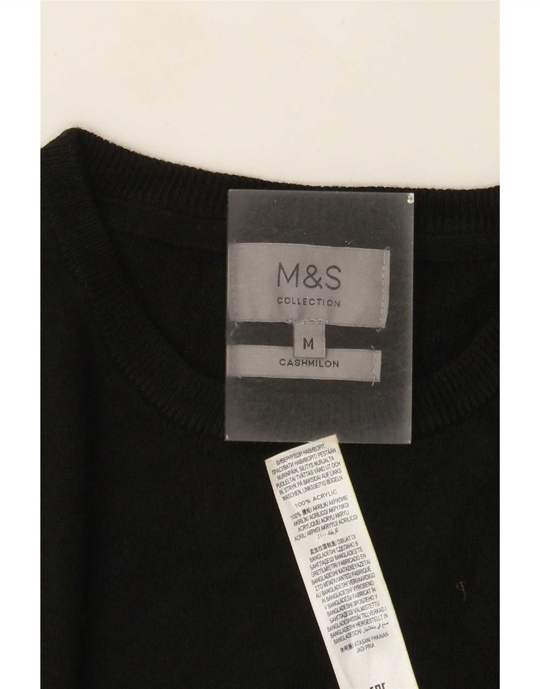 Marks & Spencer Ανδρικό πουλόβερ με λαιμόκοψη, μεσαίο μαύρο ακρυλικό
