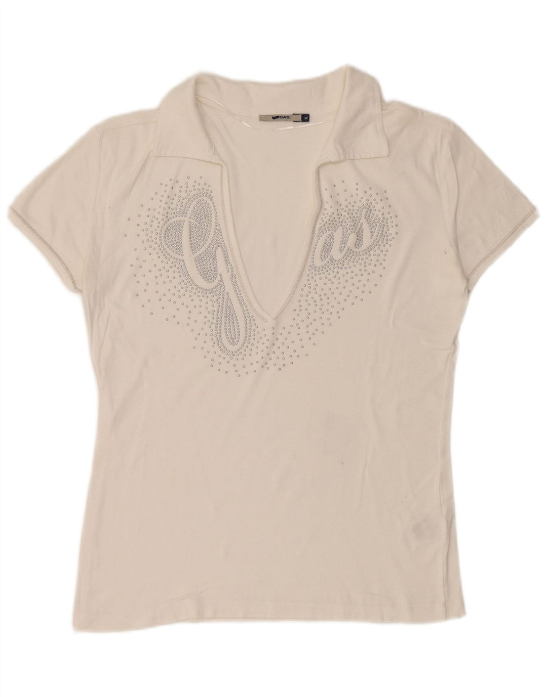 Γυναικείο GAS Graphic Polo πουκάμισο UK 18 XL Λευκό βαμβακερό