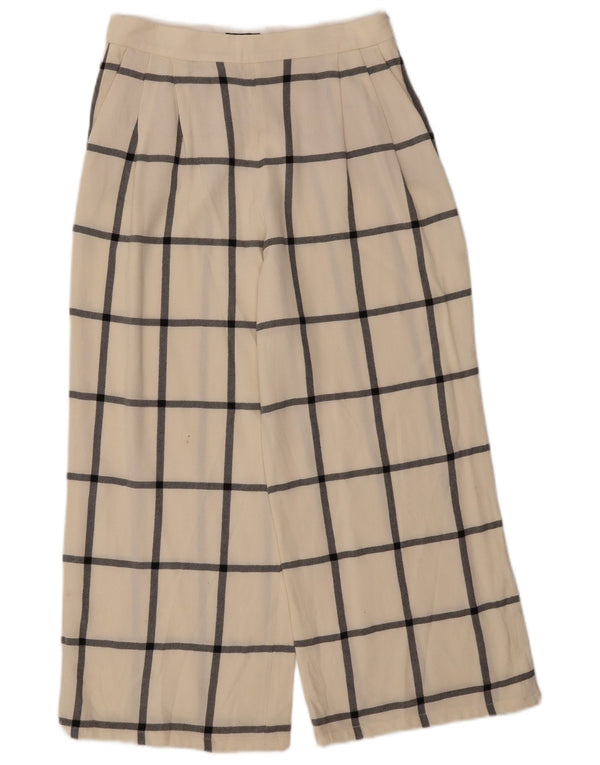 MASSIMO DUTTI Womens Cropped Trousers EU 40 Medium W30 L25 Off White Check