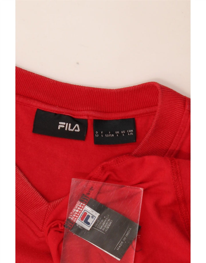 Ανδρικό γραφικό T-Shirt FILA Top μεγάλο κόκκινο βαμβακερό