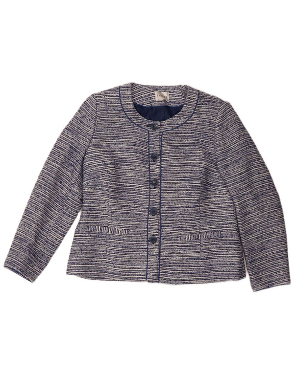 Eastex γυναικείο σακάκι με 5 κουμπιά UK 12 Medium Navy Blue ριγέ