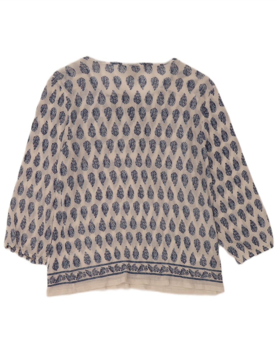 TOMMY BAHAMA Γυναικεία μπλούζα με 3/4 μανίκια τοπ UK 16 μεγάλο λευκό βαμβακερό Paisley