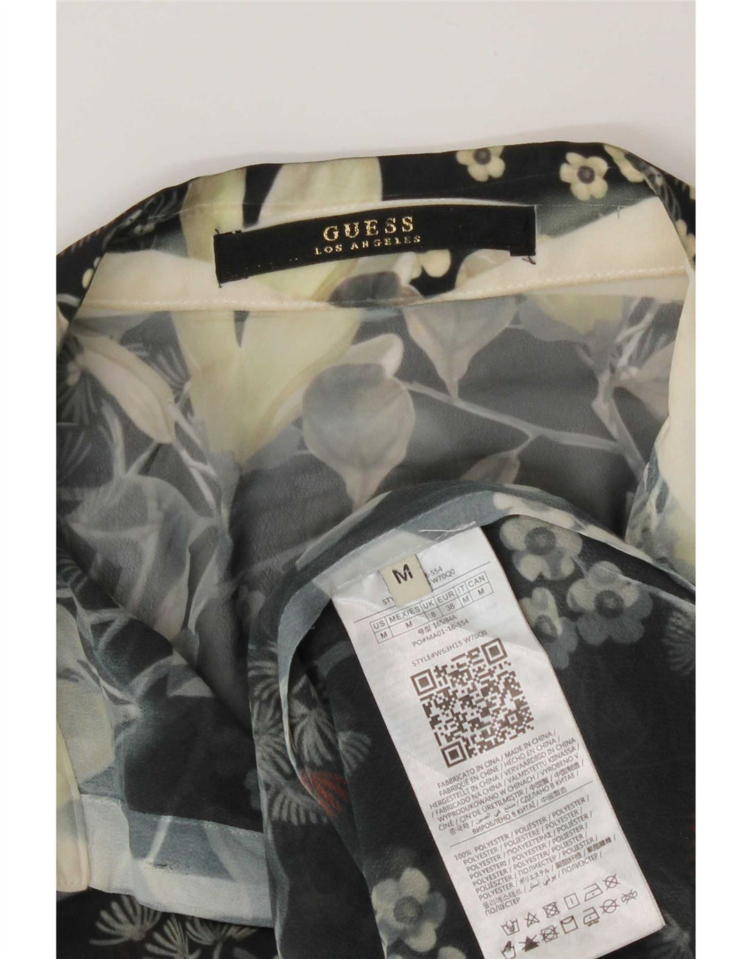 Guess Womens See Through Μπλούζα UK 14 Medium Black Floral Polyester