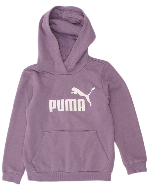 Puma Girls Graphic Hoodie Jumper 5-6 Years Purple Cotton