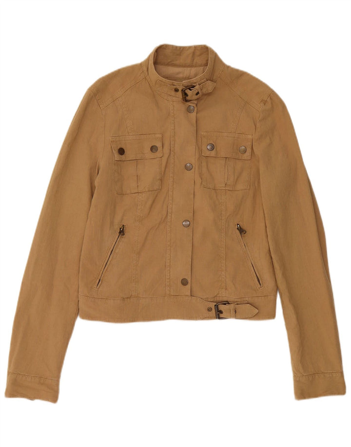 Massimo Dutti Γυναικείο Crop Utility Μπουφάν UK 10 Μικρό καφέ λινό