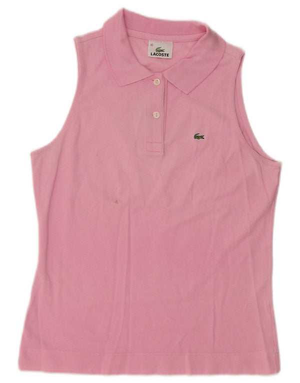 Lacoste Womens Sleeveless Polo Shirt Size 40 Medium Pink Cotton